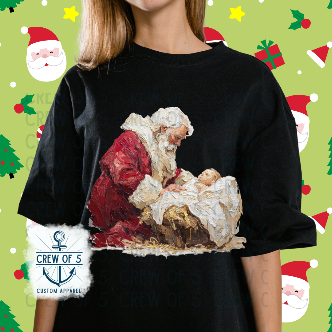 Baby Jesus + Santa (Painted Strokes)