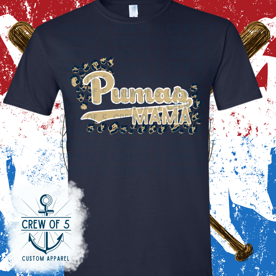 Pumas MAMA with Leopard Background (Light or Dark Letters)
