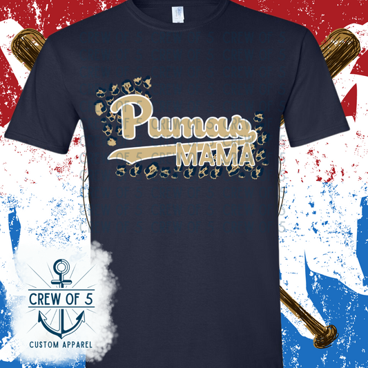 Pumas MAMA with Leopard Background (Light or Dark Letters)