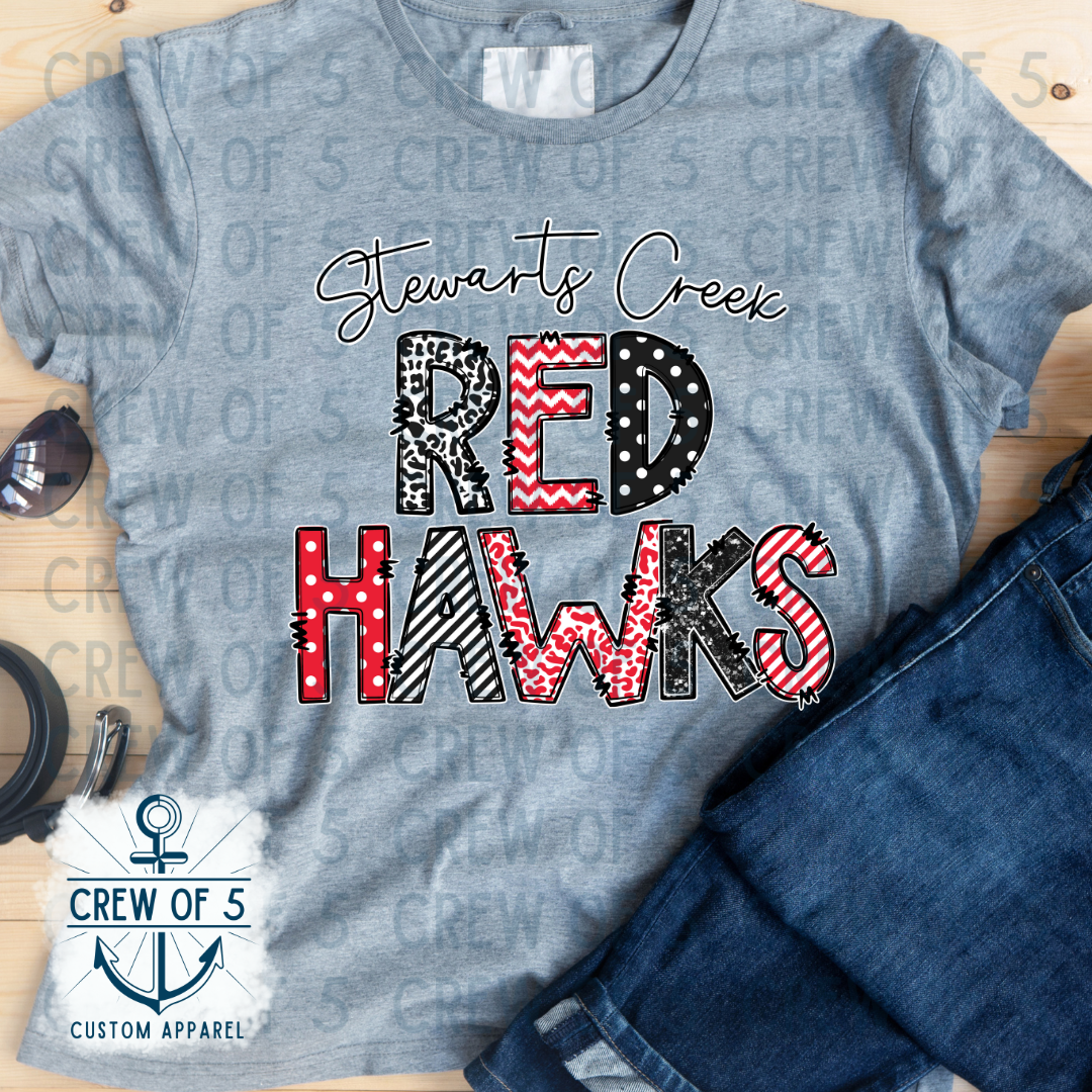 Stewarts Creek Redhawks (Red/Black, Multiple Options)