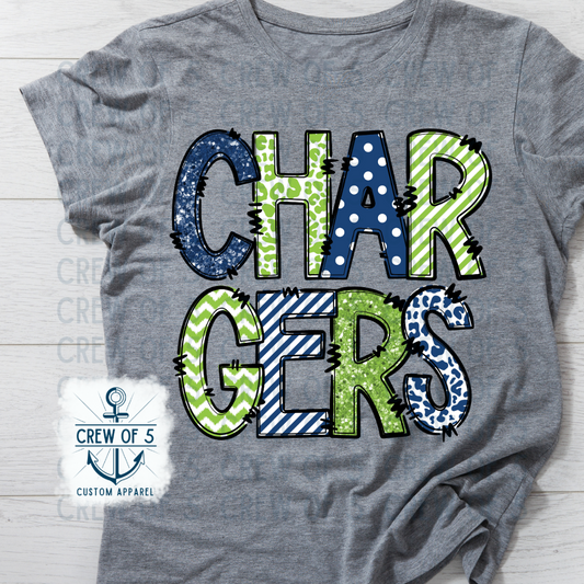 Chargers (Navy/Green, Multiple Design Options)