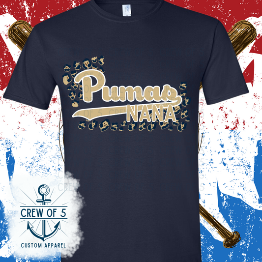 Pumas NANA with Leopard Background (Light or Dark Letters)