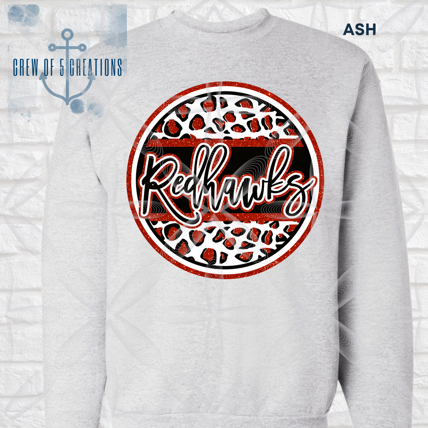 Cardinals, Falcons or Redhawks Circle Leopard Custom Short & Long Sleeve Tees