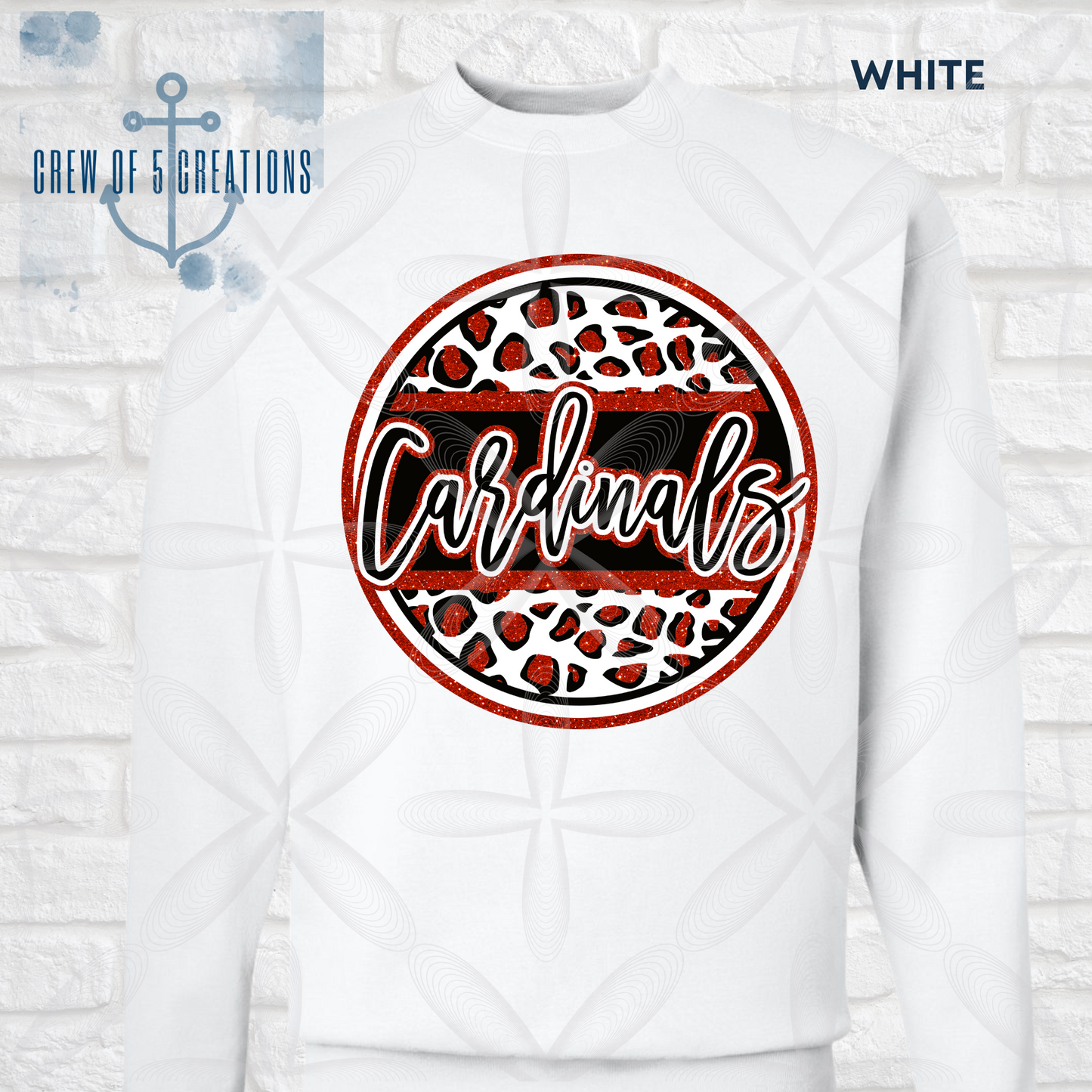 Cardinals, Falcons or Redhawks Circle Leopard Custom Short & Long Sleeve Tees