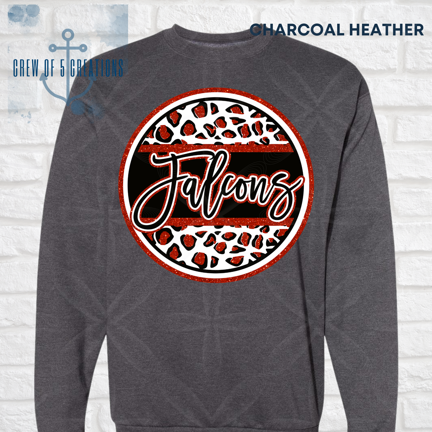 Cardinals, Falcons or Redhawks Circle Leopard Custom Short & Long Sleeve Tees