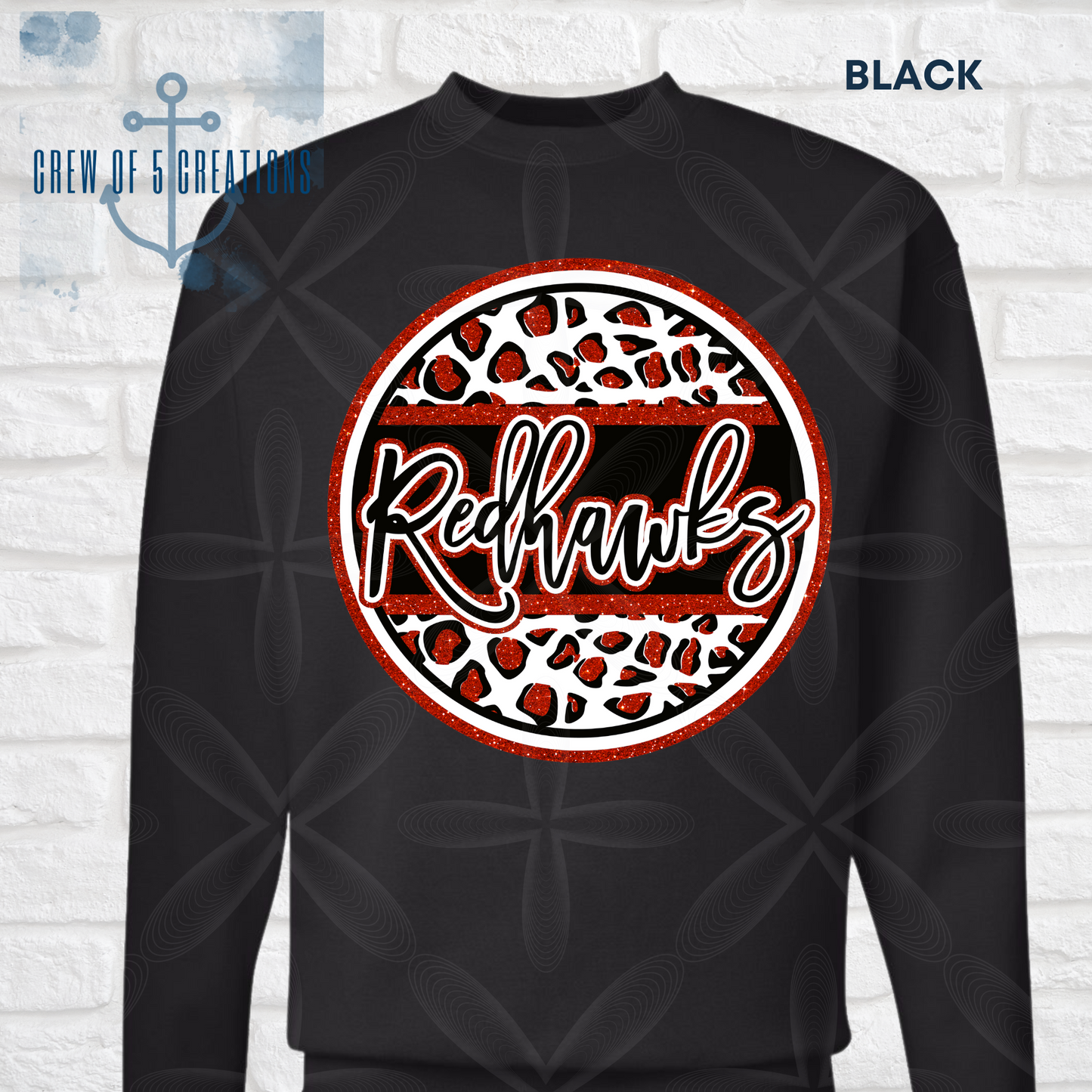 Cardinals, Falcons or Redhawks Circle Leopard Custom Short & Long Sleeve Tees