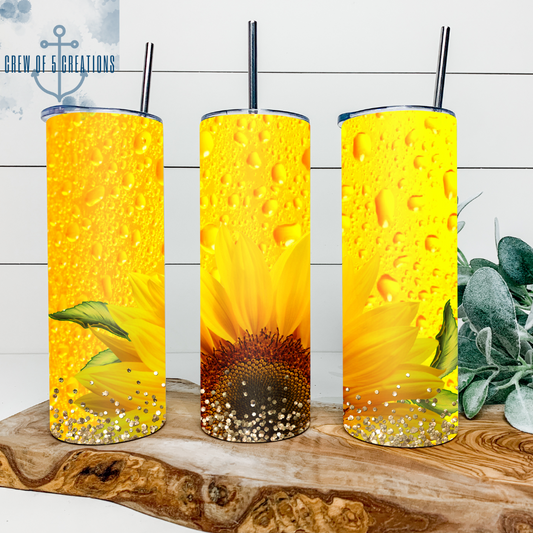 Sunflower with Glitter 20 oz Tumbler