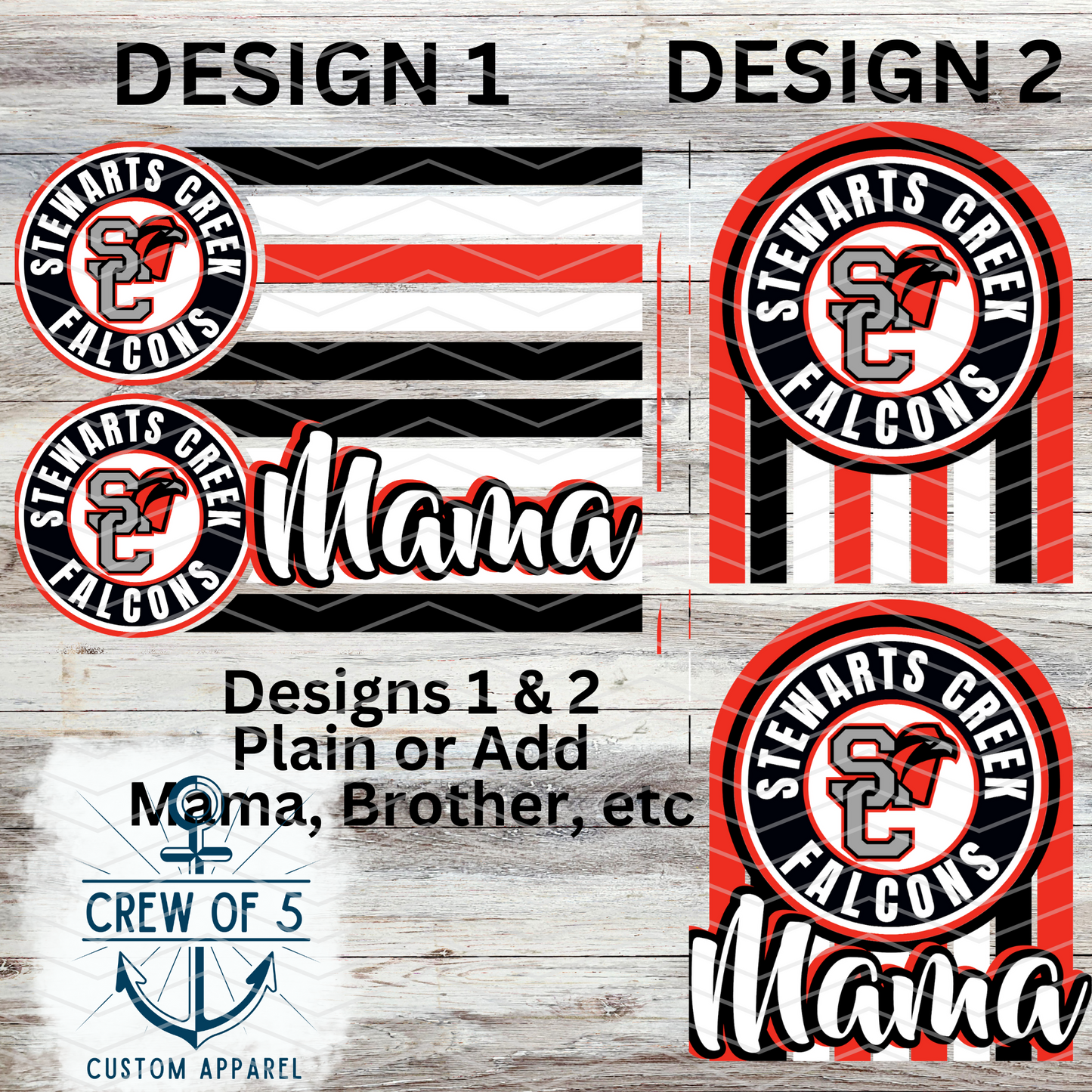 Stewarts Creek Falcons (6 Design Options)