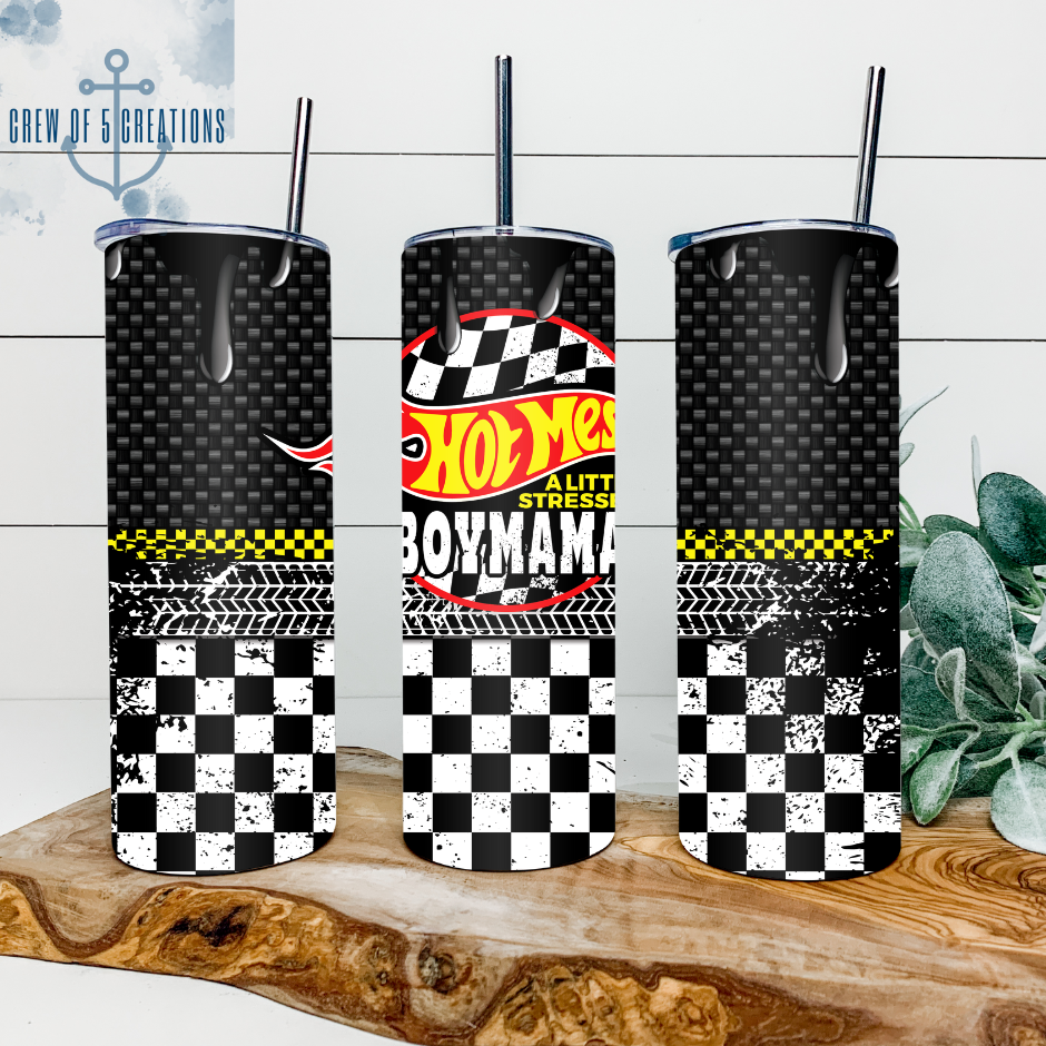 Hot Mess A Little Stressed Boy Mama 20 oz Tumbler