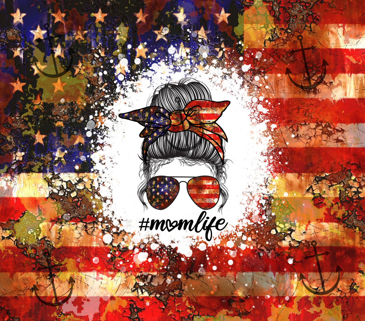 American Flag Distressed #momlife 20 oz Tumbler
