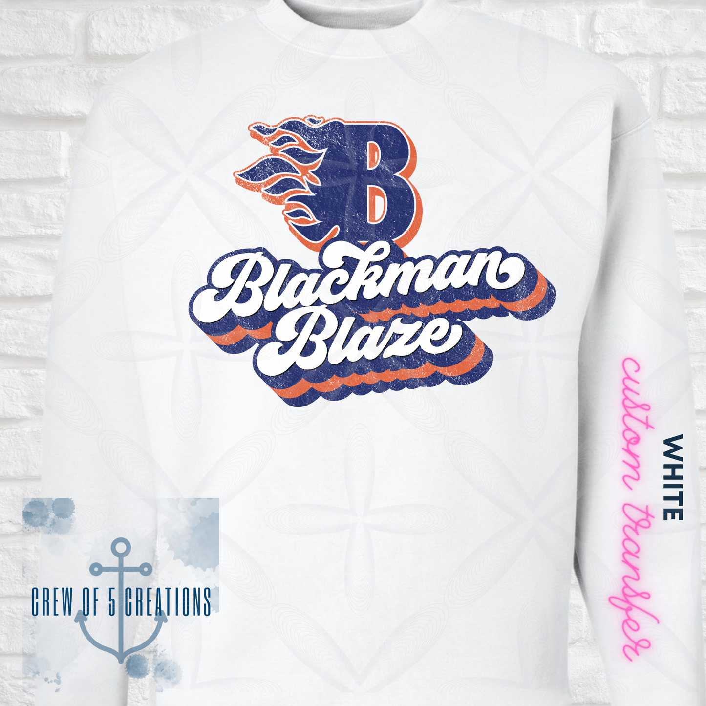 Distressed Blackman / Blackman Blaze Custom Sweatshirt Crew or Hoodie (Multiple Color Options)