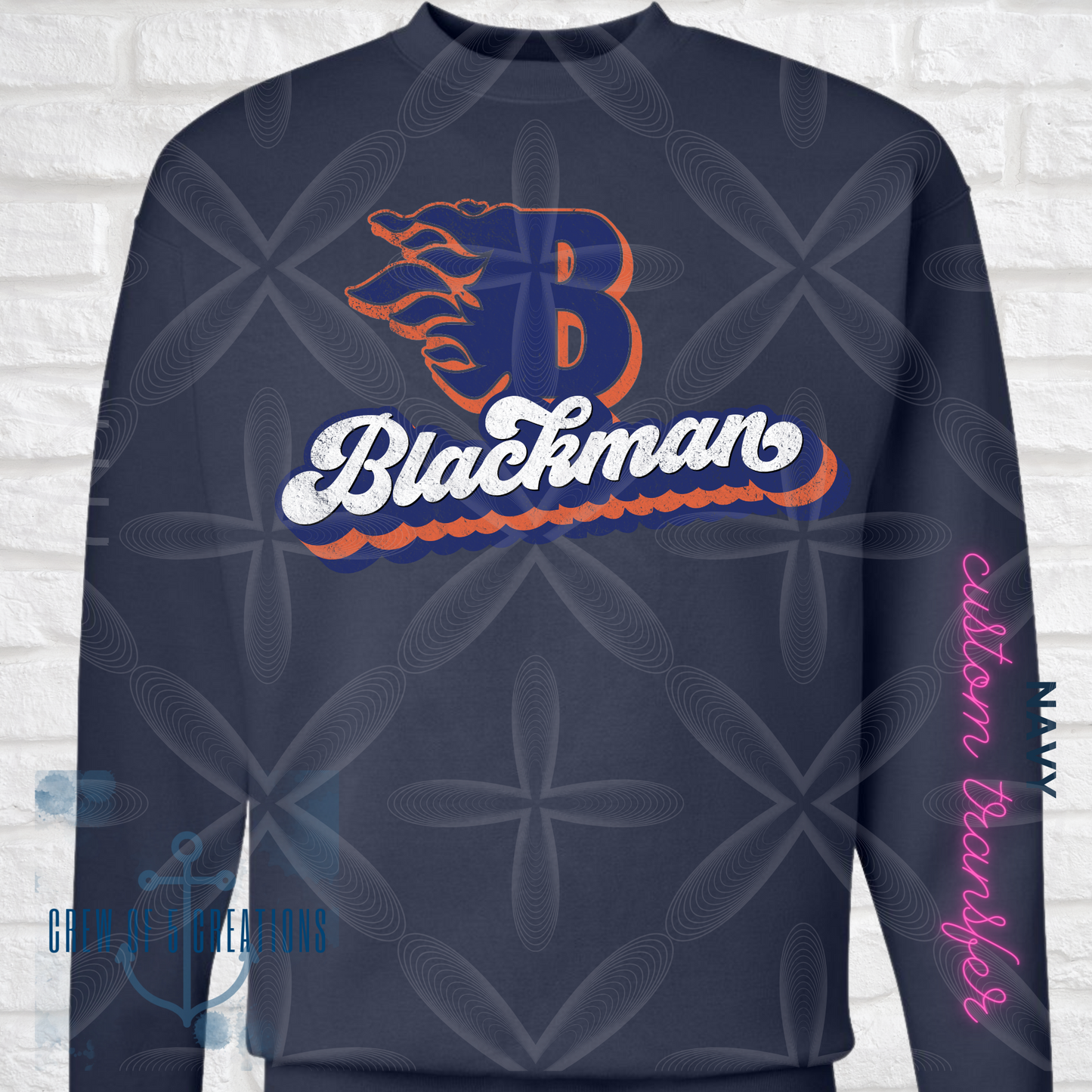 Distressed Blackman / Blackman Blaze Custom Sweatshirt Crew or Hoodie (Multiple Color Options)