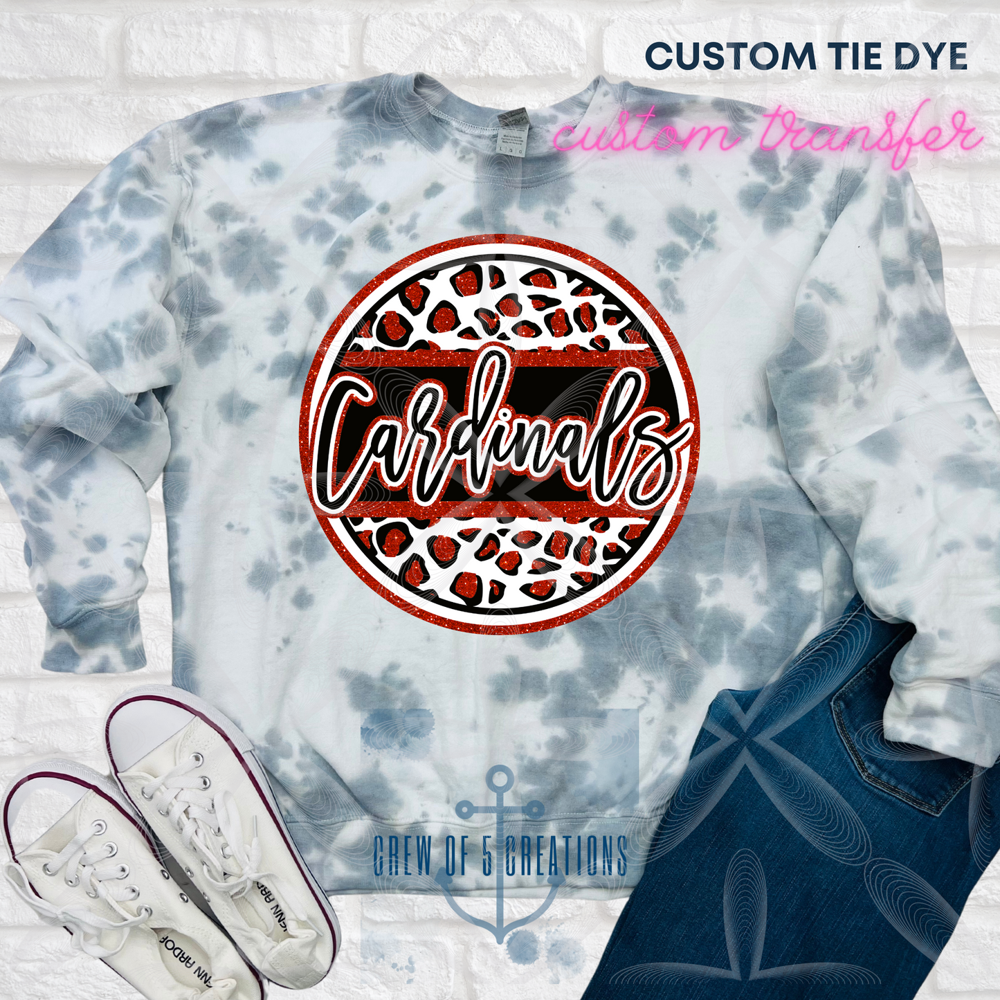 Cardinals, Falcons or RedHawks Leopard Circle Custom Tie Dye