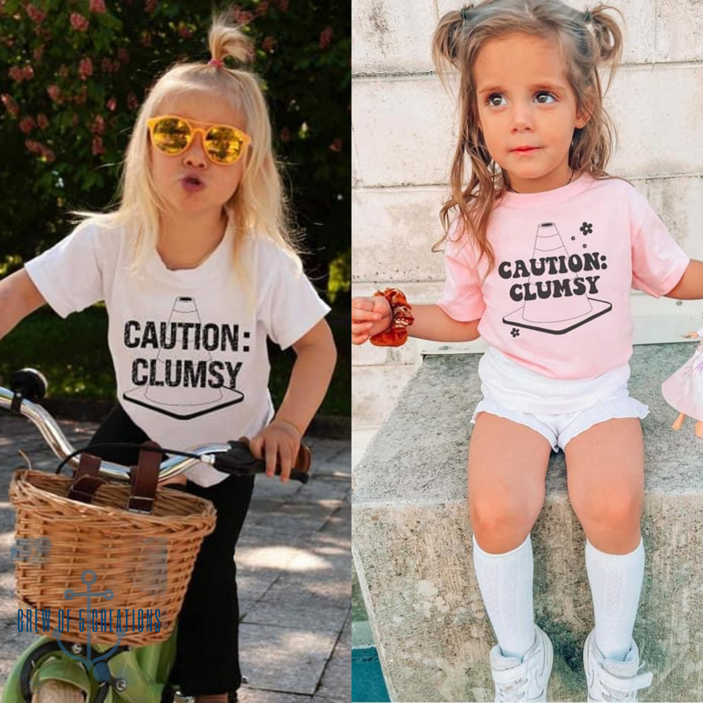 Caution Clumsy Custom Childrens Tee (Multiple Options)