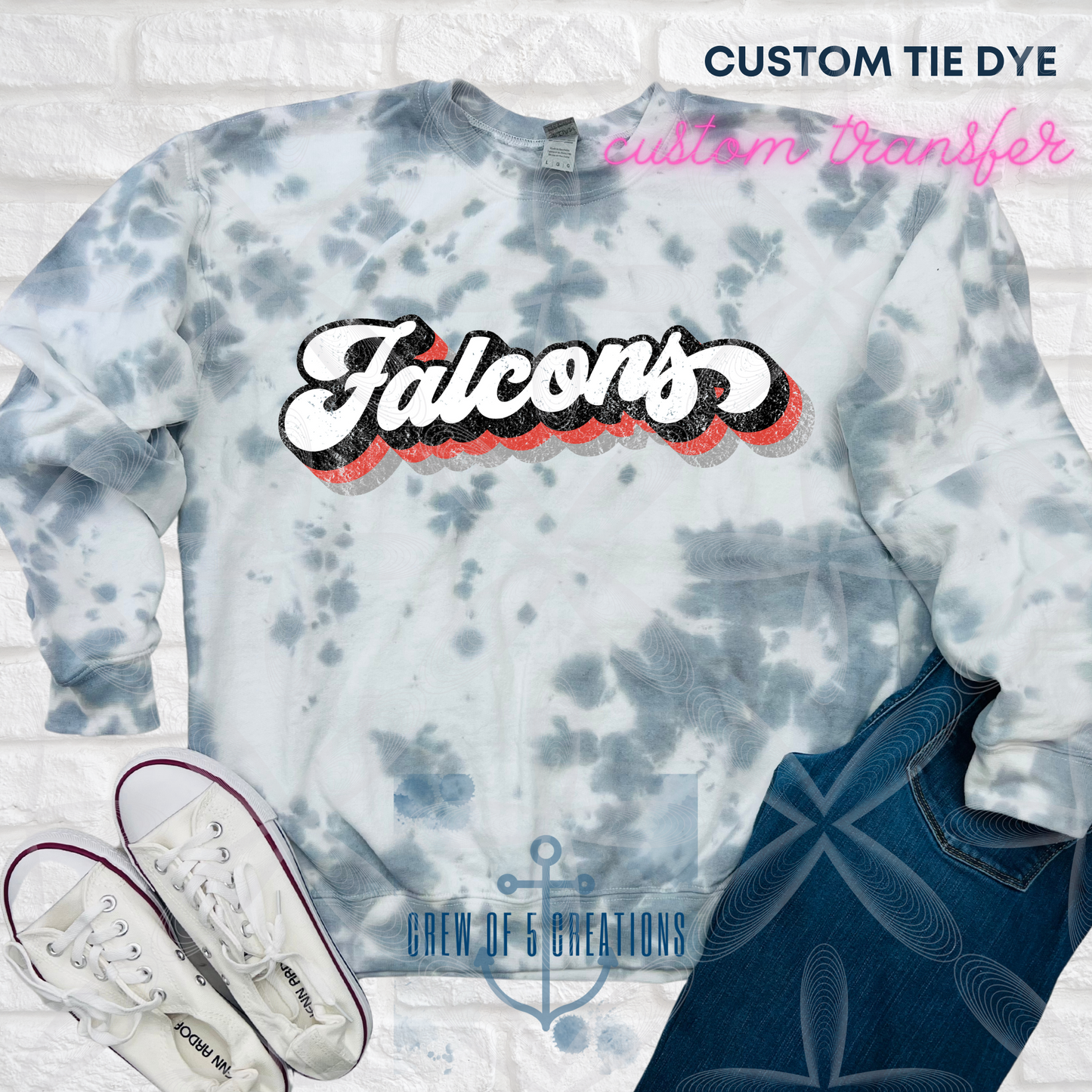 Retro Stewarts Creek, Cardinals, Falcons, RedHawks, Creek XC & Robotics Custom Tie Dye Short