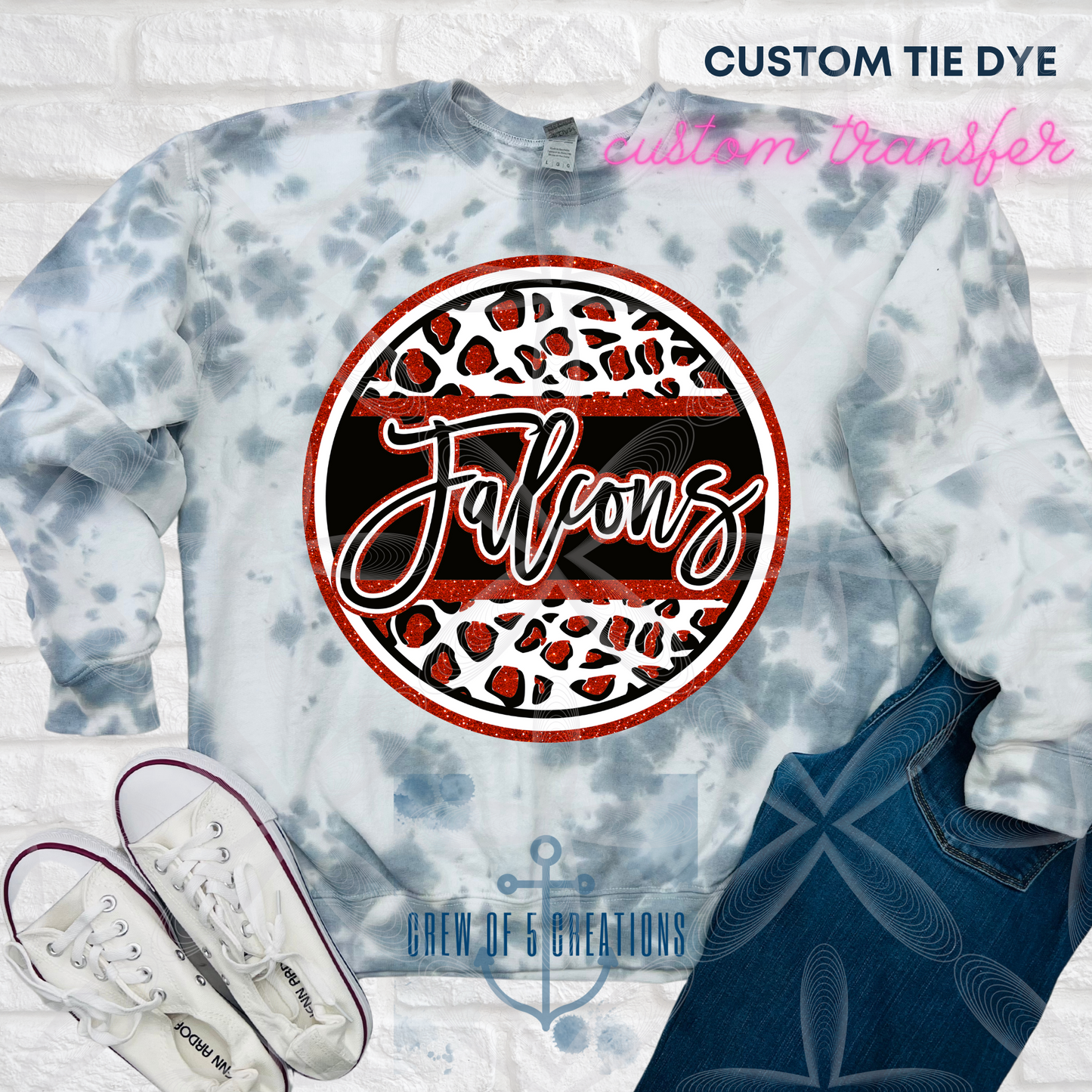 Cardinals, Falcons or RedHawks Leopard Circle Custom Tie Dye