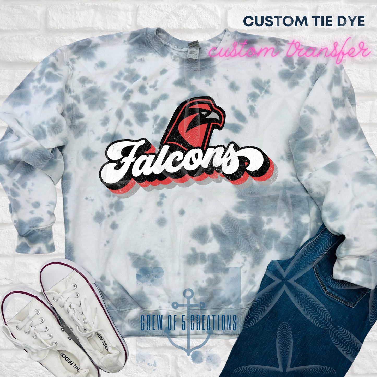 Retro Stewarts Creek, Cardinals, Falcons, RedHawks, Creek XC & Robotics Custom Tie Dye Short