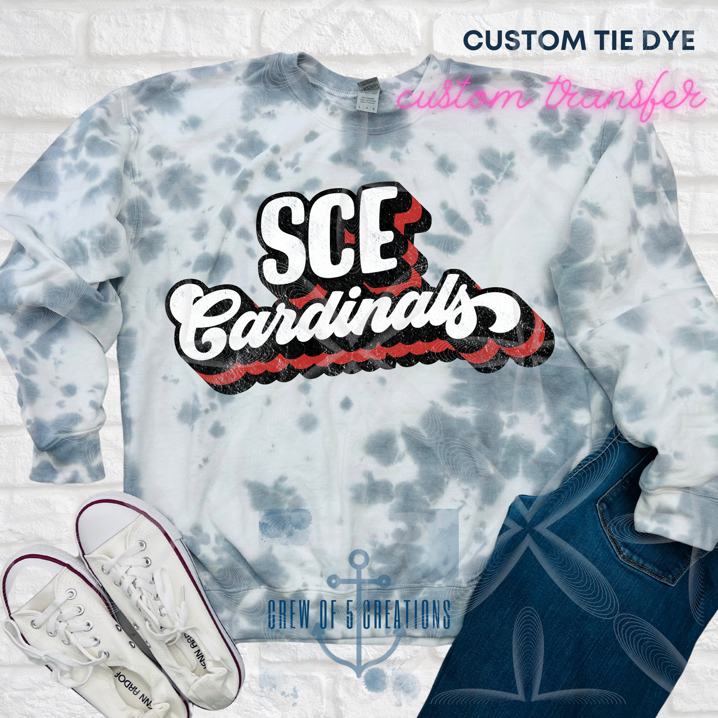 Retro Stewarts Creek, Cardinals, Falcons, RedHawks, Creek XC & Robotics Custom Tie Dye Short