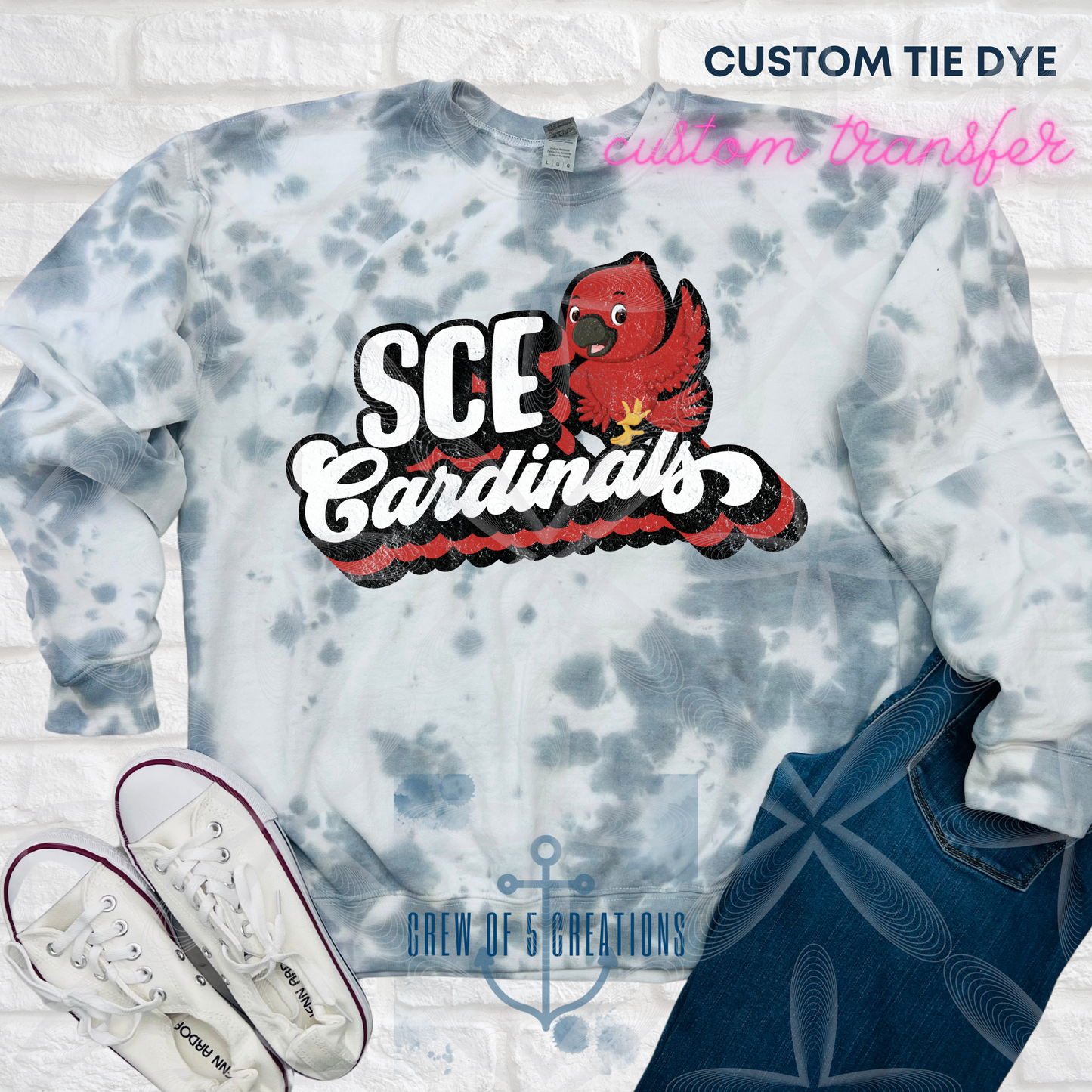 Retro Stewarts Creek, Cardinals, Falcons, RedHawks, Creek XC & Robotics Custom Tie Dye Short