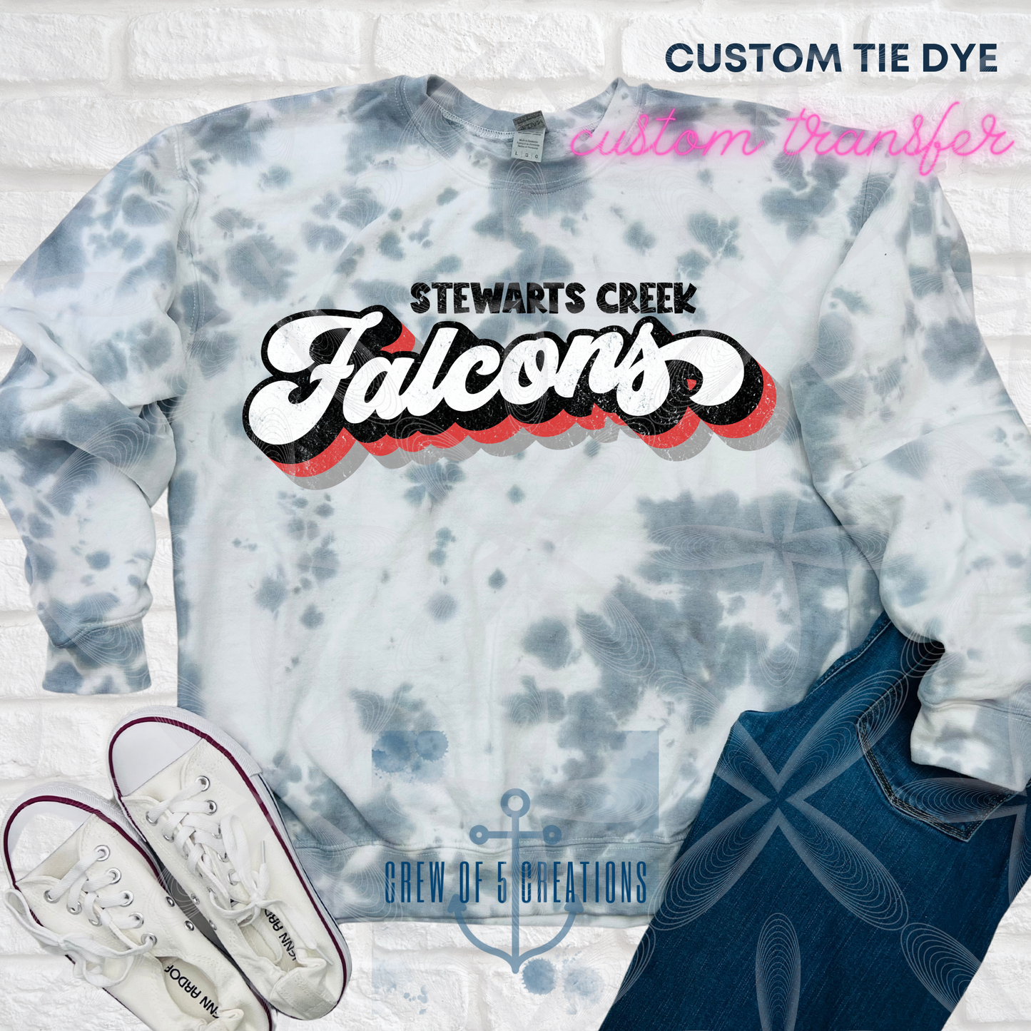 Retro Stewarts Creek, Cardinals, Falcons, RedHawks, Creek XC & Robotics Custom Tie Dye Short