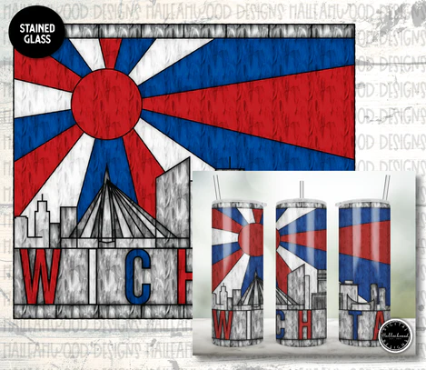 Stained Glass Wichita City Skyline Sublimation Tumbler