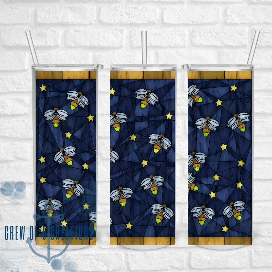 Stained Glass Fireflies Sublimation Tumbler