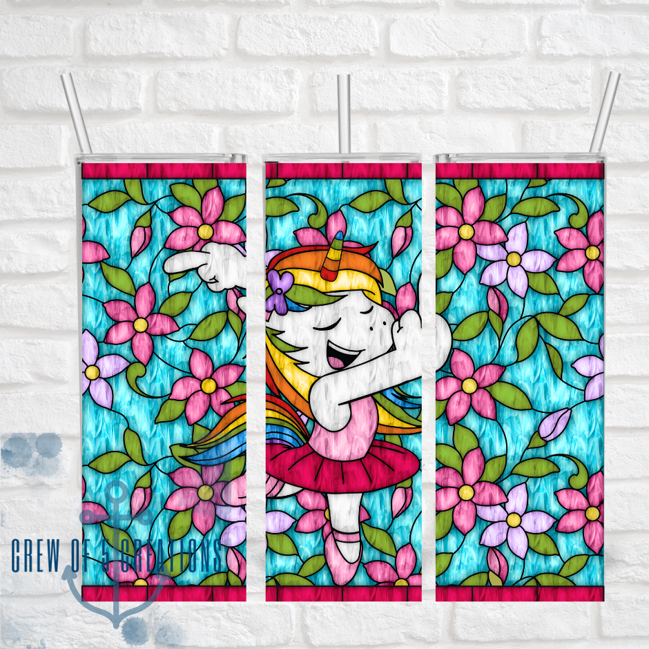 Stained Glass Naughty Finger Unicorn Sublimation Tumbler