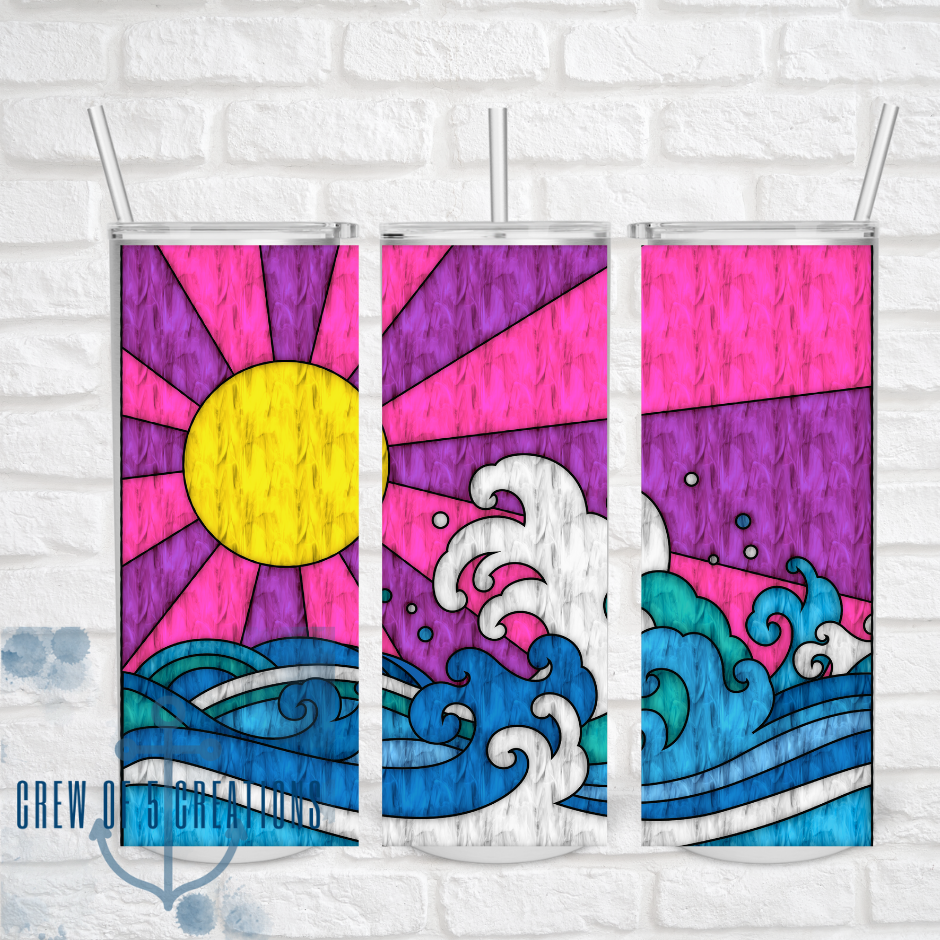 Stained Glass Ocean Waves Sublimation Tumbler
