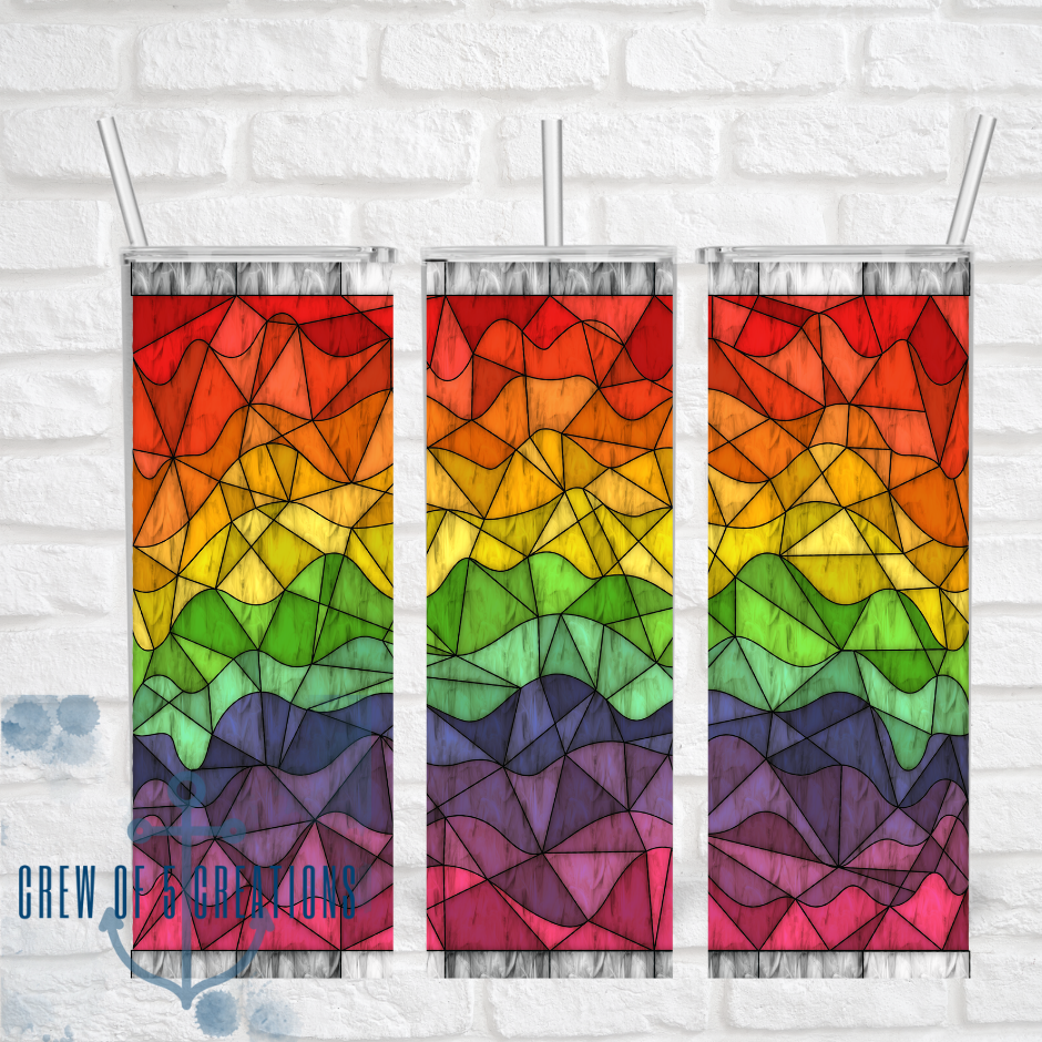 Stained Glass Rainbow Sublimation Tumbler