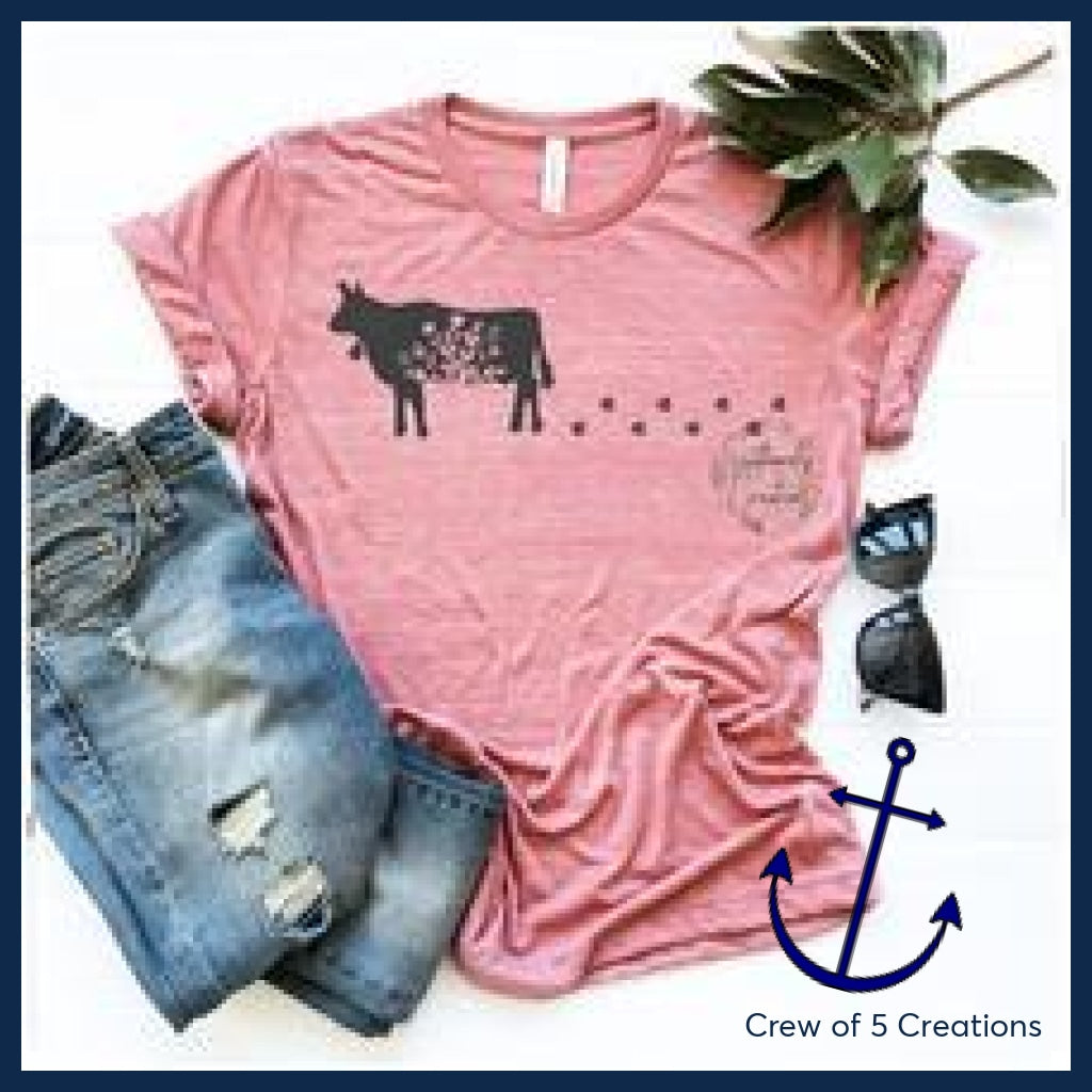 Floral Cow Adult Shirts
