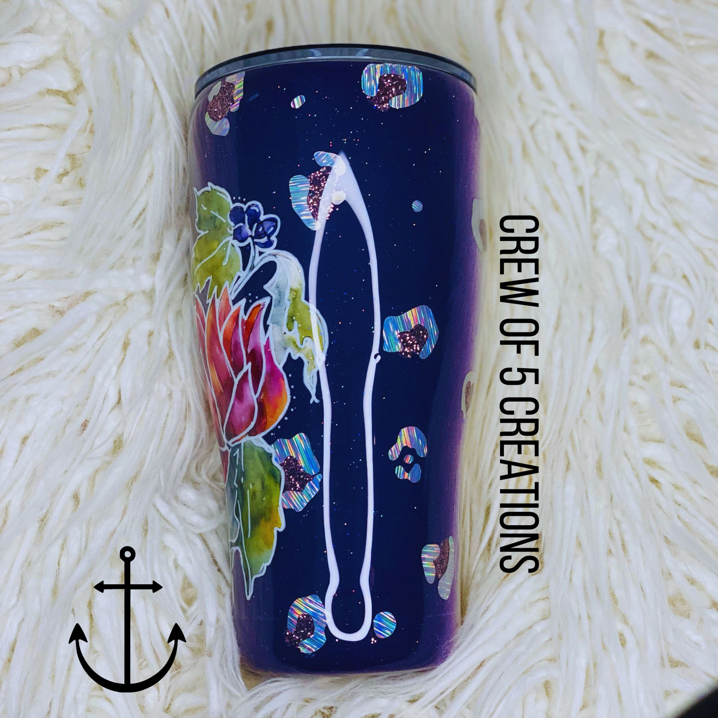 Purple Leopard Floral Custom 30 oz Modern Curve Tumbler