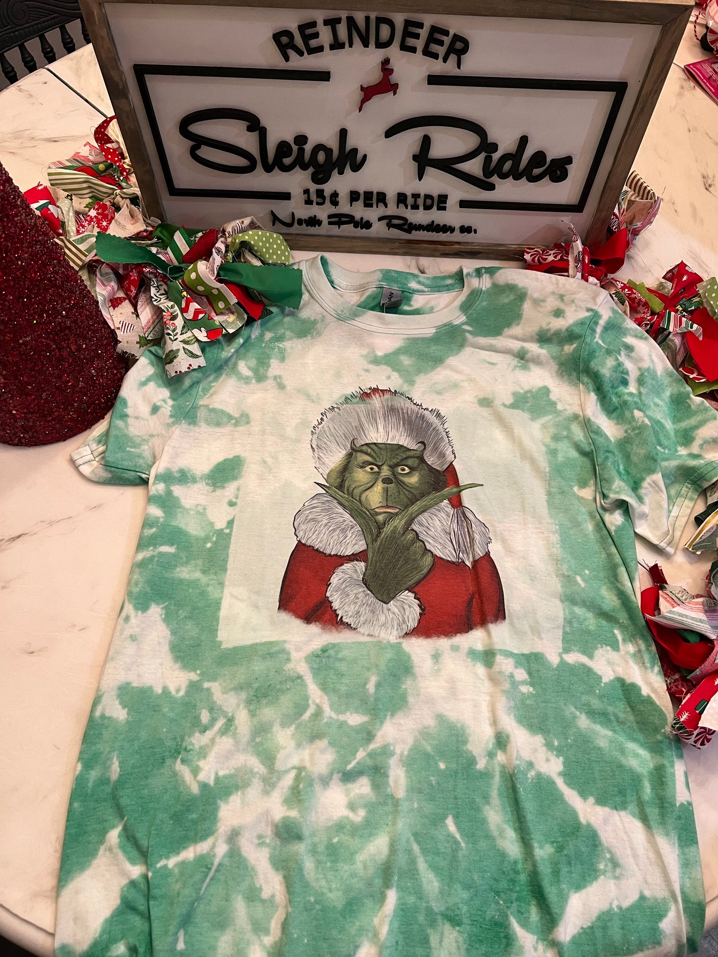 MEDIUM - The Big Green Guy Acid Washed Tee