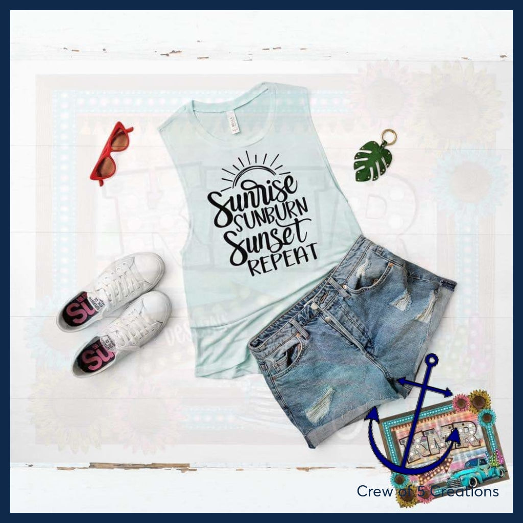 Sunrise Sunburn Sunset Repeat Adult Shirts