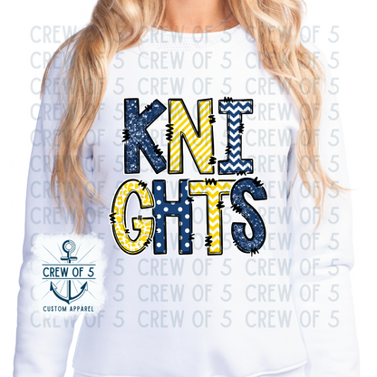 Knights Navy/Gold (Multiple Design Options)