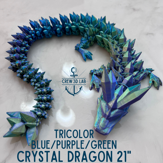 21" Crystal Dragon - TriColor Blue/Purple/Green