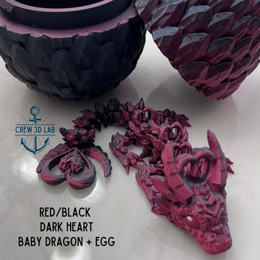 Red/Black Dark Heart Baby Dragon + Mystical Egg
