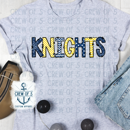 Knights Navy/Gold (Multiple Design Options)