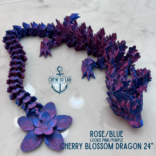 24" Cherry Blossom Dragon - Rose/Blue