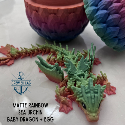Matte Rainbow Sea Urchin Baby Dragon + Mystical Egg