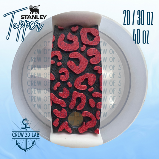 Red & Black Leopard Curved Rectangle Tumbler Topper