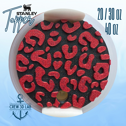 Red & Black Leopard Round Tumbler Topper