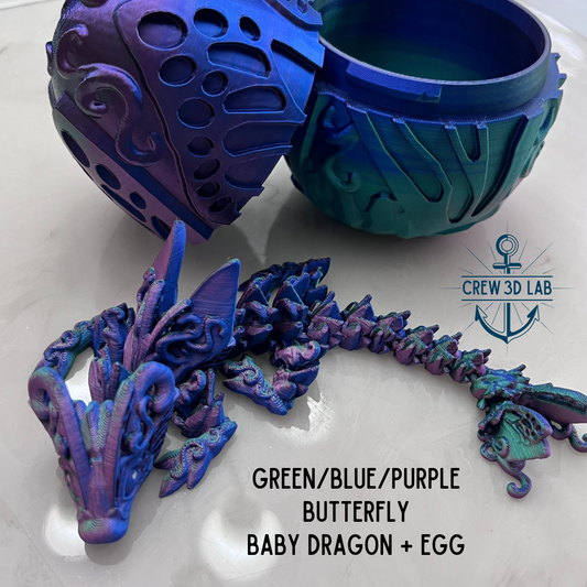 Green/Blue/Purple Butterfly Baby Dragon + Mystical Egg