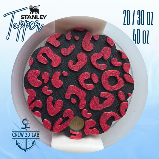 Red & Black Leopard Floral Tumbler Topper