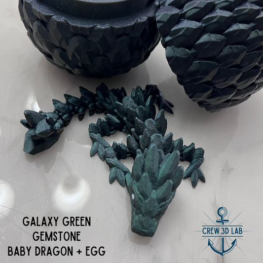 Galaxy Green Gemstone Baby Dragon + Mystical Egg