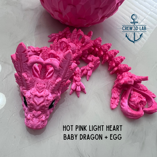 Hot Pink Light Heart Baby Dragon + Mystical Egg