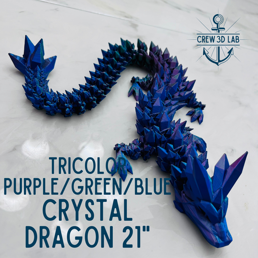 21" Crystal Dragon - Tricolor (Purple/Green/Blue)