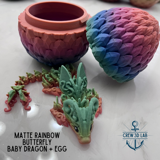 Matte Rainbow Butterfly Baby Dragon + Mystical Egg