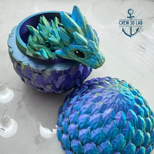 Blue/Purple/Green Gemstone Baby Dragon + Mystical Egg