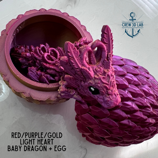 Red/Purple/Gold Light Heart Baby Dragon + Mystical Egg