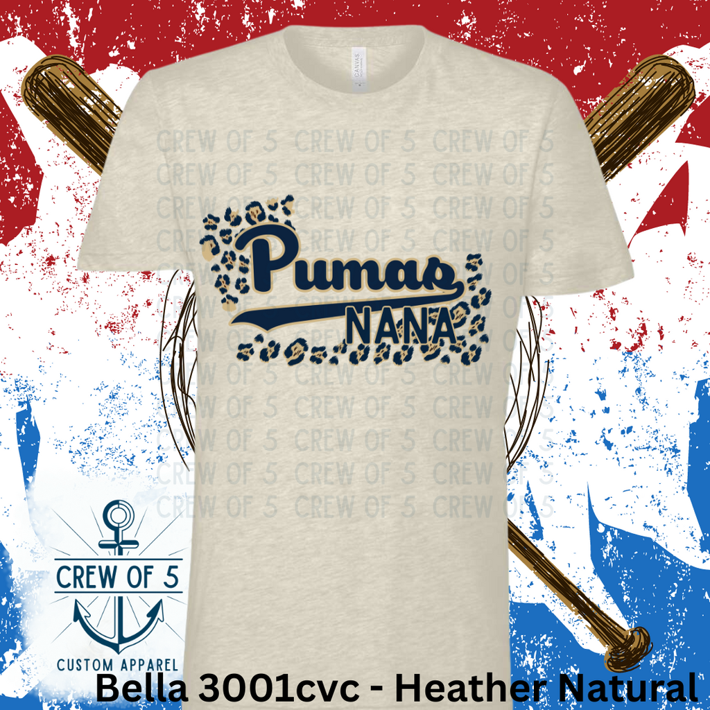 Pumas NANA with Leopard Background (Light or Dark Letters)